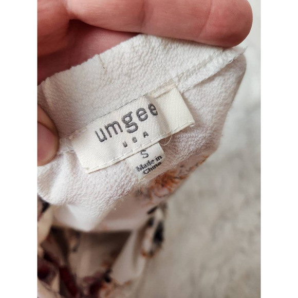 Umgee Womens Blouse White Floral 3/4Bell Sleeve Off Shoulder‎ Loose Fit Boho S - Picture 6 of 7